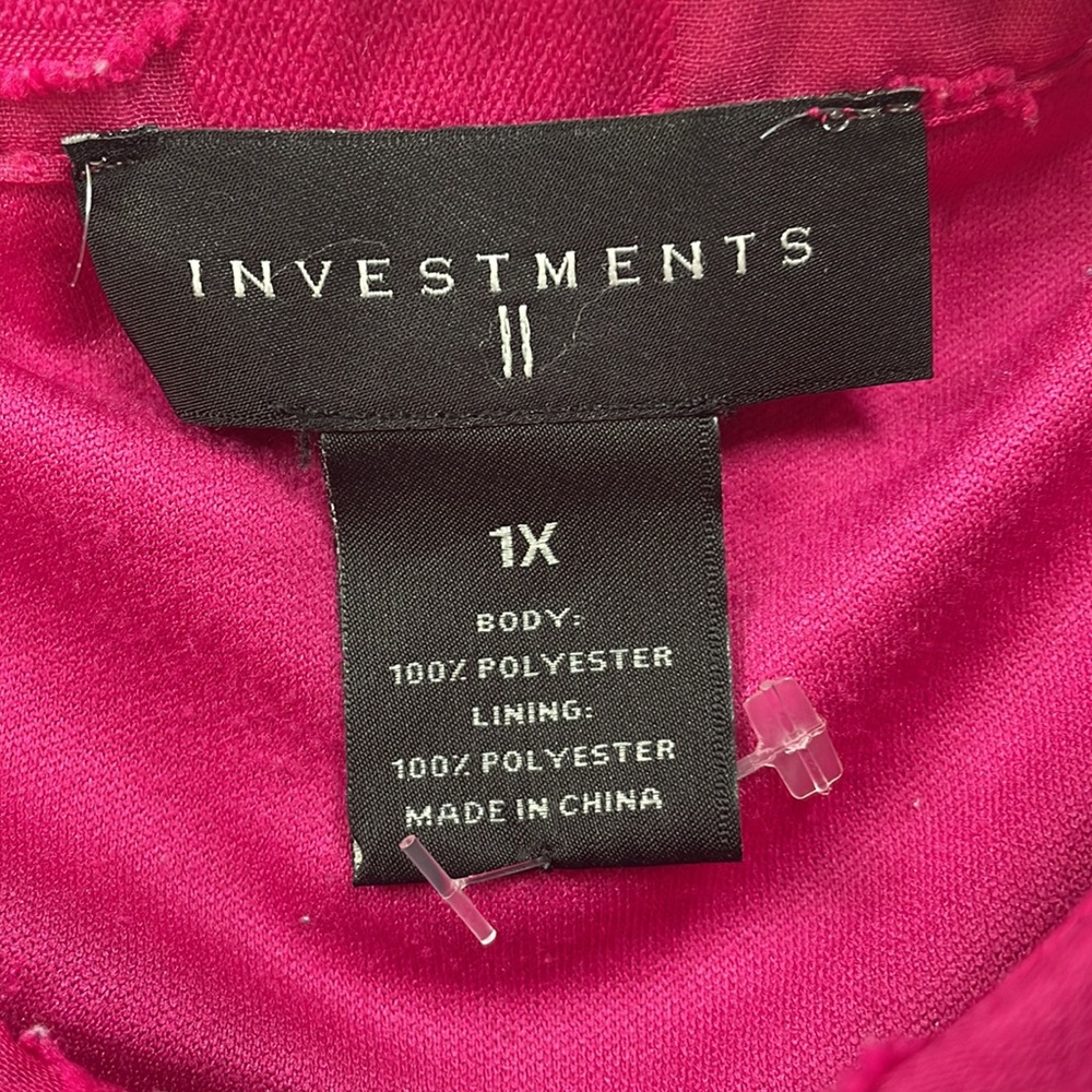 Investments II 1x hot pink Barbiecore appliqué floral sheer top - Picture 4 of 6